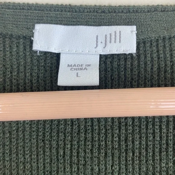 J.Jill Woman’s Large Sweater Olive Green Zipper Side Detail Boatneck - Picture 3 of 8